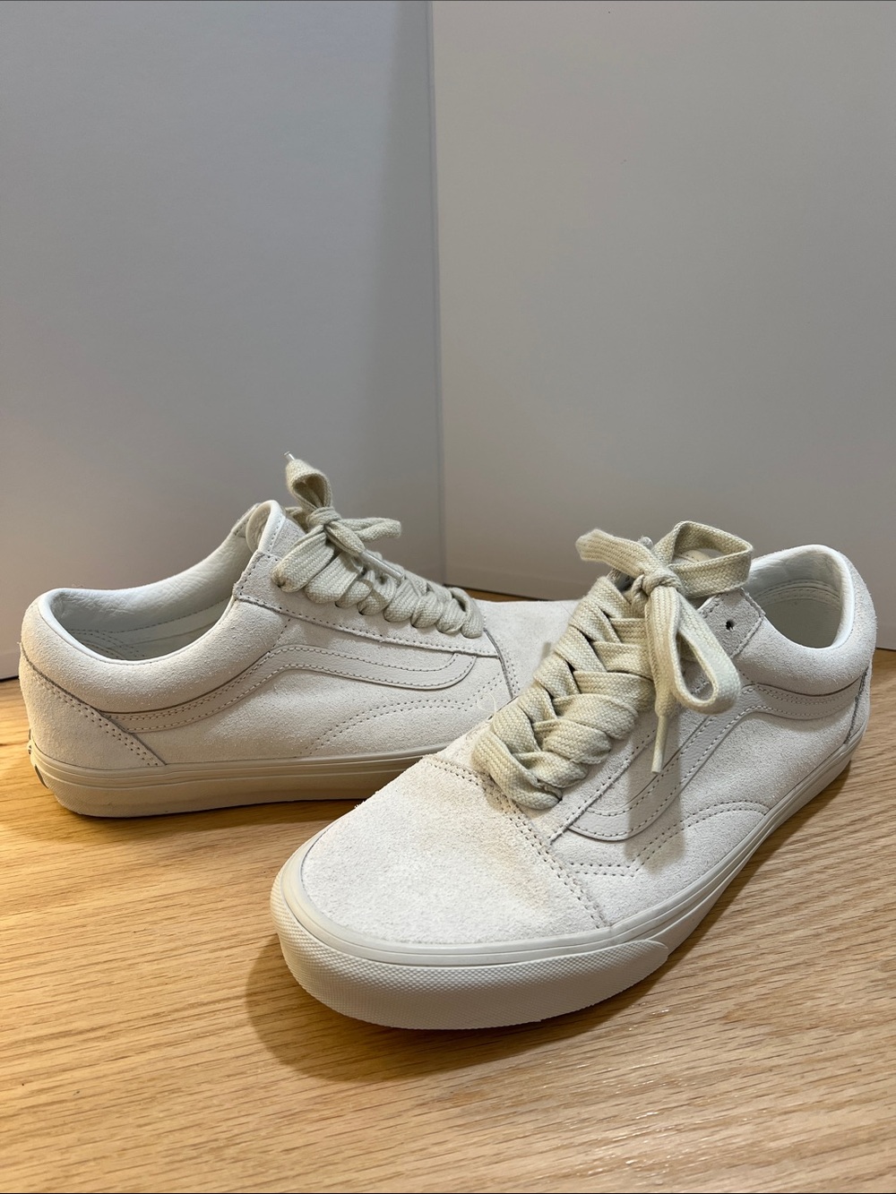 Vans Cream Suede Low-Top Sneakers